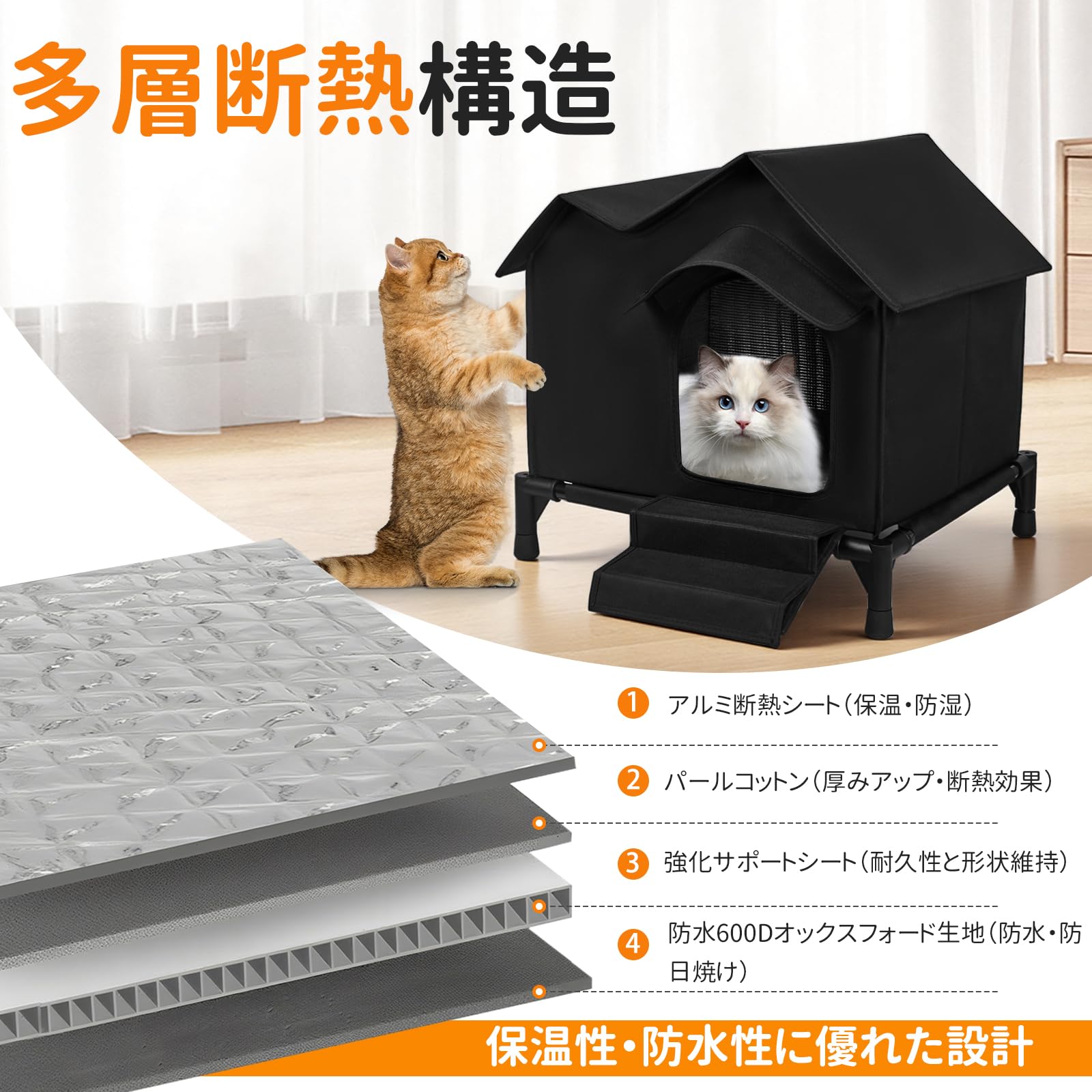 Amazon | 猫ハウス 屋外 防水・高撥水設計 雨対策 野外猫ハウス 防風